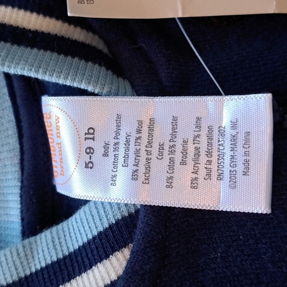 Gymboree 5-9 lbs NWT blue zip up - Picture 4 of 4